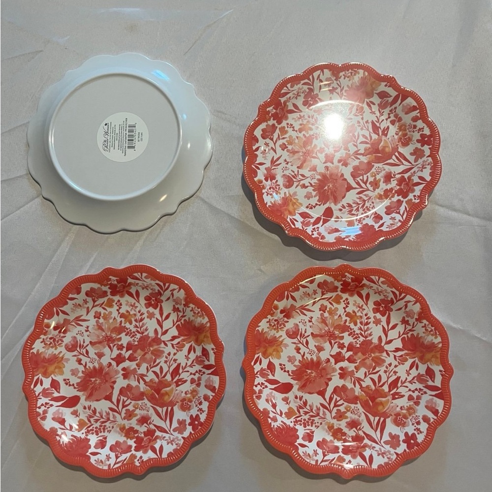 Floral Red Dinner Plates Set by 222 Fifth